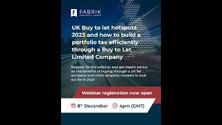 WEBINAR Recording - UK Buy To Let Hotspots 2023 And How To Build A Portfolio Tax Efficiently