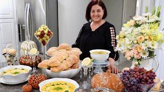 Delicious Pumpkin Soup w/ Homemade Potato Bread - سوپ کدوبا نان کچالو