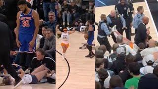 Karl Anthony Towns annoyed at Wolves fan for STREAKING NBA COURT & gets dragged off!