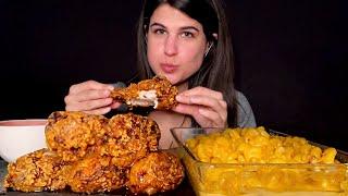 ASMR | MAC 'N' CHEESE & HONEY GLAZED FRIED CHICKEN | EATING SOUNDS | MUKBANG