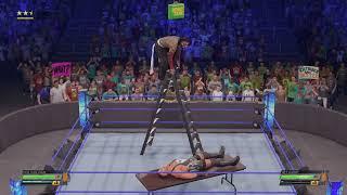 WWE 2K22 Swanton Bomb off the ladder onto a table!!!!