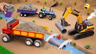 diy mini truck an excavator making home pipe bridge science project @sanocreator