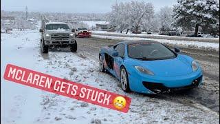 MCLAREN GETS STUCK IN SNOW (IDIOT DRIVER)