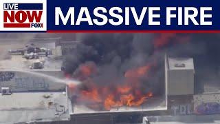 Massive commercial building fire in Los Angeles
