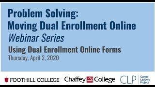 Using Dual Enrollment Online Forms