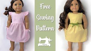 How to sew a Dress for 18 inch doll - American Girl -  FREE Pattern