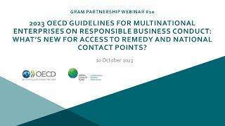 10th GRAM Webinar: Updated OECD Guidelines on Responsible Business Conduct