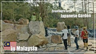 (Pro.66 - Ep.2) Making waterfall! Professional Japanese Gardeners create a  garden in Malaysia