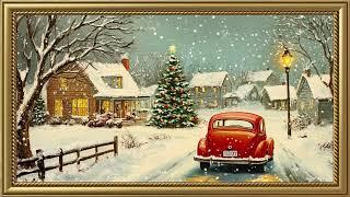 Vintage Christmas Greeting Card | Gold Frame TV Art | Art Screensaver for TV 2 Hrs