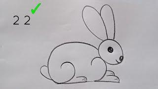 how to draw rabbit drawing from 22 number easy step by step@DrawingTalent