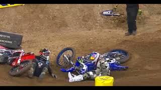 Ken Roczen Crashes into Cooper Webb!! San Diego Monster Energy Supercross 2018!!!