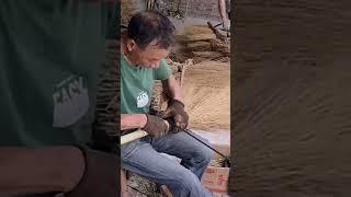 Traditional broom-tying technique!
