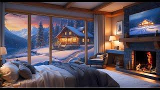 Cozy Cottage Snowfall with Relaxing Piano Music | Winter Ambience for Stress Relief