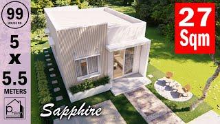 SAPPHIRE | SMALL MODERN MINIMALIST House Design, 27sqm Full House Tour with 3D-Plans