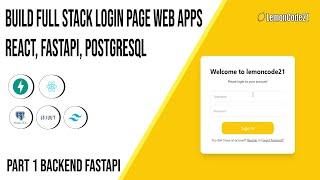 Build Full Stack Login Page React, FastAPI, Postgresql, Tailwindcss | Part 1 Backend FastAPI