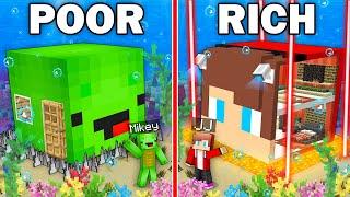 Mikey POOR vs JJ RICH Underwater SECURITY HEAD HOUSE in Minecraft - Maizen