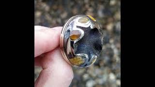 Ring with Simbircite-Ammonite Geode