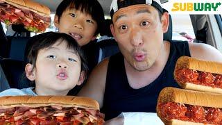 SUBWAY + MEATBALL SUB - Family Mukbang!