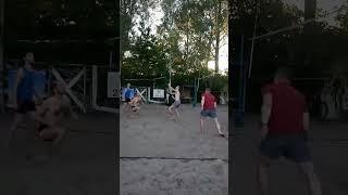 Beach volleyball, hitting hard doesn't mean a goal.