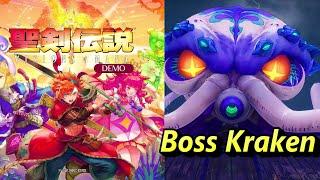 聖劍傳說 瑪娜幻象 Demo - 庫拉肯 Boss戰。章魚哥好像有點可愛! || 聖剣伝説 VISIONS of MANA。戰鬥有種很微妙感覺的ARPG