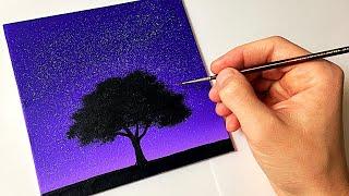 Easy Night Sky for Beginners | Acrylic Painting Tutorial Step by Step