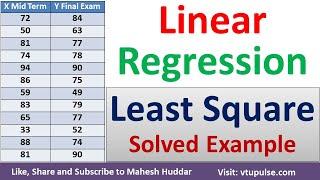 Linear Regression using Least Squares Method in Machine Learning Data mining and ML by Mahesh Huddar