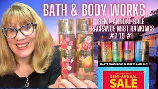 Bath & Body Works Semi-Annual Sale Fragrance Mist Rankings #7 to #1