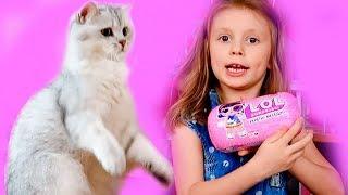 Настя и Куклы лол Капсула лол декодер и котик Симка Настя играет с куклами и пупсиками LOL DECODER N