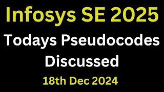 Todays Infosys Pseudocode Questions for system engineer | Infosys System Engineer Preparation 2025