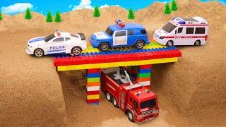 Rescue Police Car Fire Truck and Excavator | Crane Truck Toy Stories | ENJO Car Toys