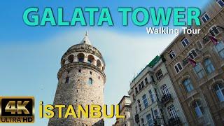  GALATA TOWER TOUR - Turkey  Panoramic Views in Istanbul - 4K Walking Tour