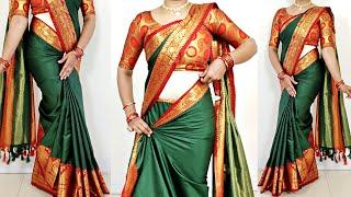 Perfect pleats wedding cotton saree draping step by step for beginners | cotton silk saree draping