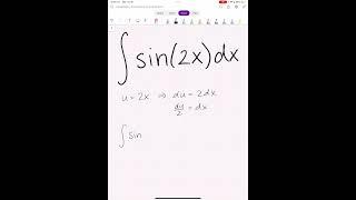 Integral of sin(2x)dx #maths #calculus #integral #sinefunction #usubstitution