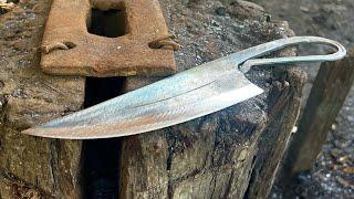 KNIFE MAKING - FORGING A SHARP STRANGE CLEAVER FROM THE RUSTY STEEL