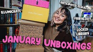 January Book Unboxing! Locked Library, Illumicrate, Fairyloot & Anticipated Releases! 2025