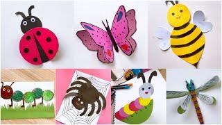 7 Easy Paper Crafts For kids | Paper Insects For school Projects | Diy Paper Toys | How to make