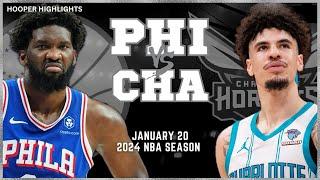 Philadelphia 76ers vs Charlotte Hornets Full Game Highlights | Jan 20 | 2024 NBA Season