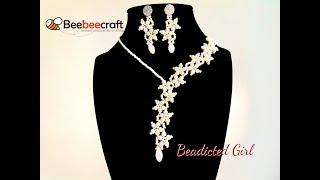 Beebeecraft Tutorial Beaded Wedding necklace set || beaded wedding Earrings