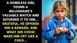 A BEGGAR GIRL FOUND A MILLIONAIRE'S VALUABLE WATCH AND RETURNED IT TO HIM... GRATEFUL, HE OFFERED...