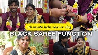 5th month baby shower vlog| Black saree and black bangle function| Baby shower, prep, GRWM vlog