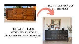 No router? No problem! Create apothecary style drawers in NO TIME! Watch to find out how!#apothecary