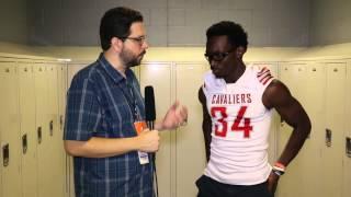 Coral Gables RB Amir Rasul at 2015 Dolphins HS Football Media Day