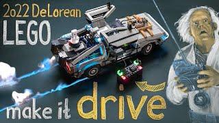 RC Mod: LEGO Back to the Future DeLorean 10300 motorized MOC [Buwizz vs LEGO Hub? LED Lights kit?]
