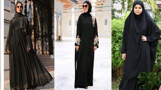 jet black Abaya designs ideas2022 2023//black burqa design