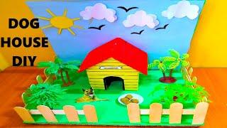 how to make puppy dog house making using cardboard craft ideas for school project | craftpiller