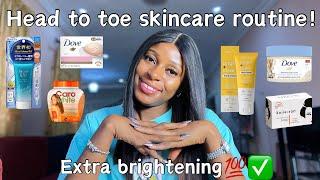 *Head to toe* Extra brightening skincare routine for dry skin| skincare products for dry skin
