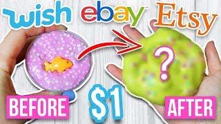 MYSTERY WHEEL OF SLIME MAKEOVER CHALLENGE *fixing $1 WISH slime $1 EBAY slime and $1 ETSY slime*