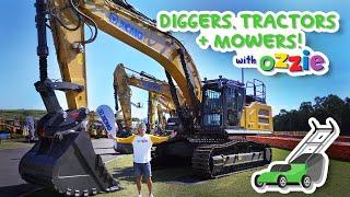 Biggest Digger Show Ever! | Learn About All Types of Diggers, Tractors and Lawn Mowers with Ozzie