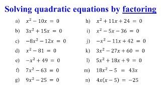 Solving Quadratic Equations by Factoring│Algebra