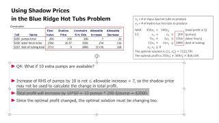 4. Sensitivity Analysis for LP - Using Shadow Prices